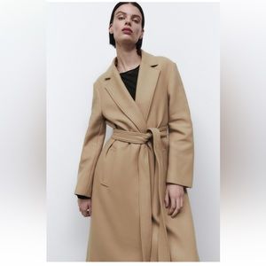 Zara long wool blend coat premium(no faux fur)